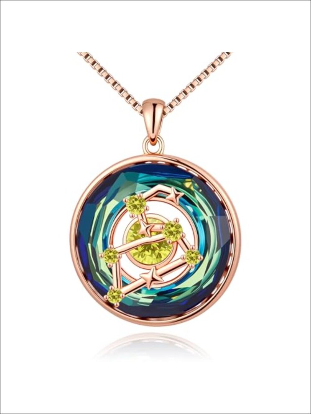 Leo Zodiac Pendant Necklace S925 Sterling Silver Peridot Birthstone
